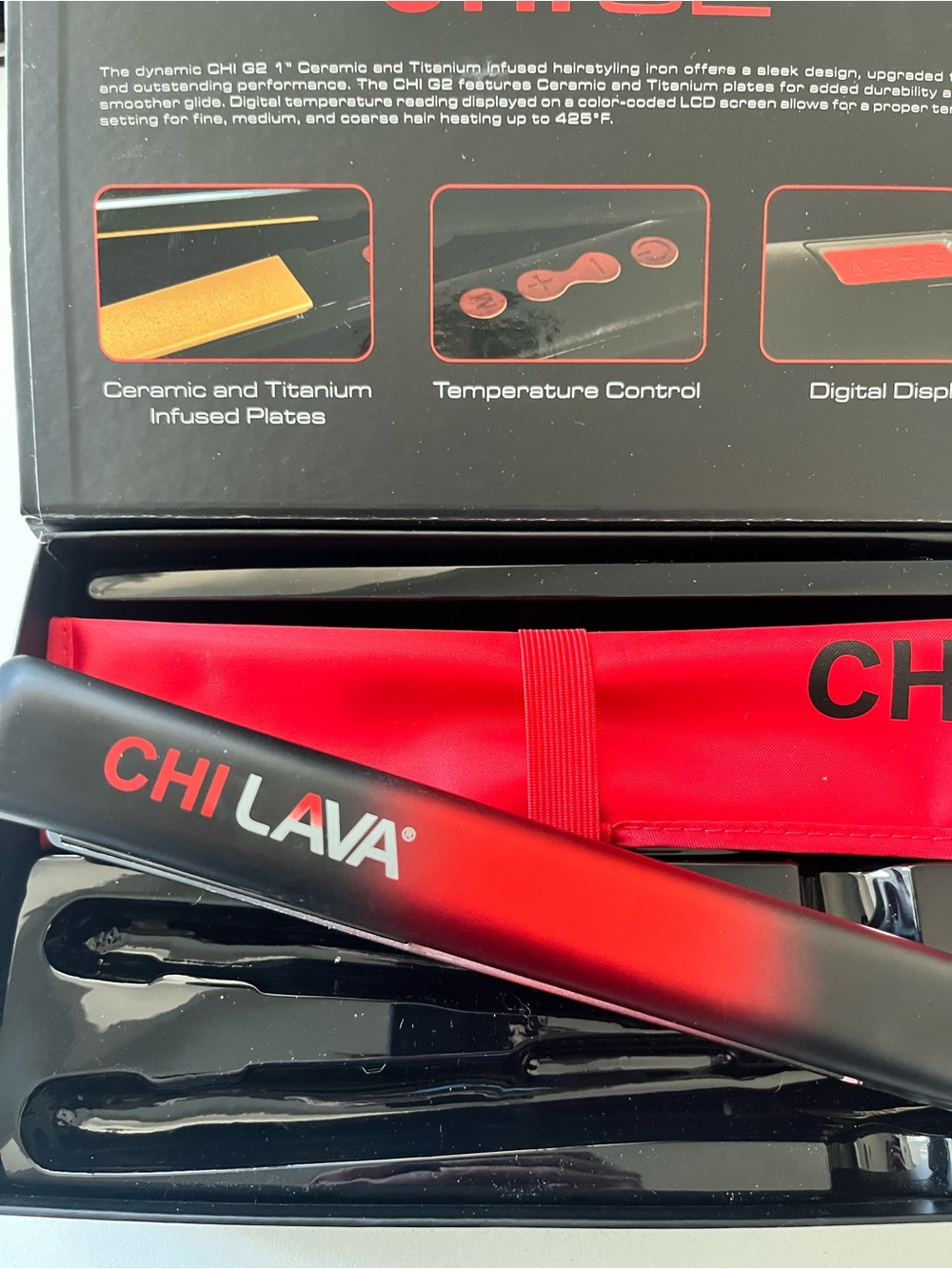CHI Lava Women’s Hair Styling Flat Iron - Red and Black
